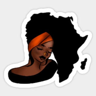 African Woman, Afro Woman, Africa Map Sticker